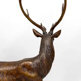 Importante Lampe Sculpturale en Bronze et Marbre, Cerf, Art Déco, France