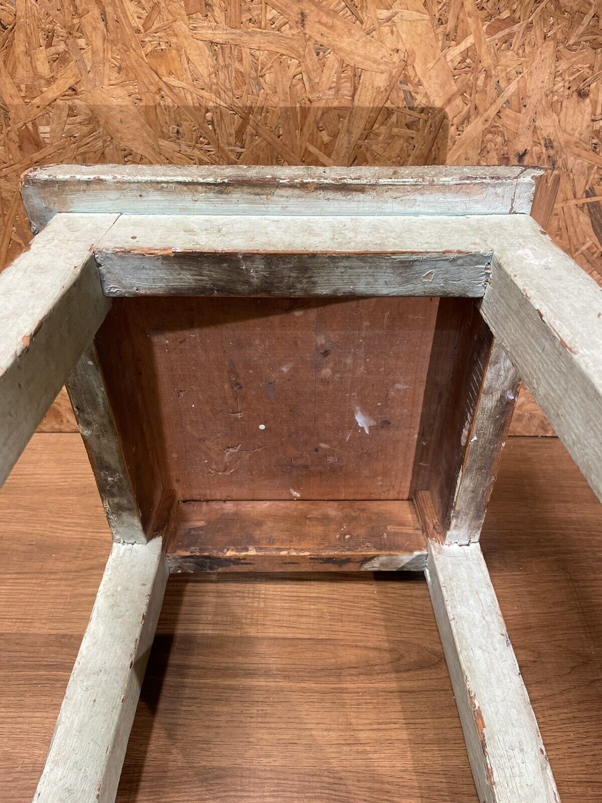 Tabouret porte plante bois patiné déco loft atelier campagne chic