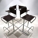 Set of 4 Linea Veam tubular steel bar stools, 1960