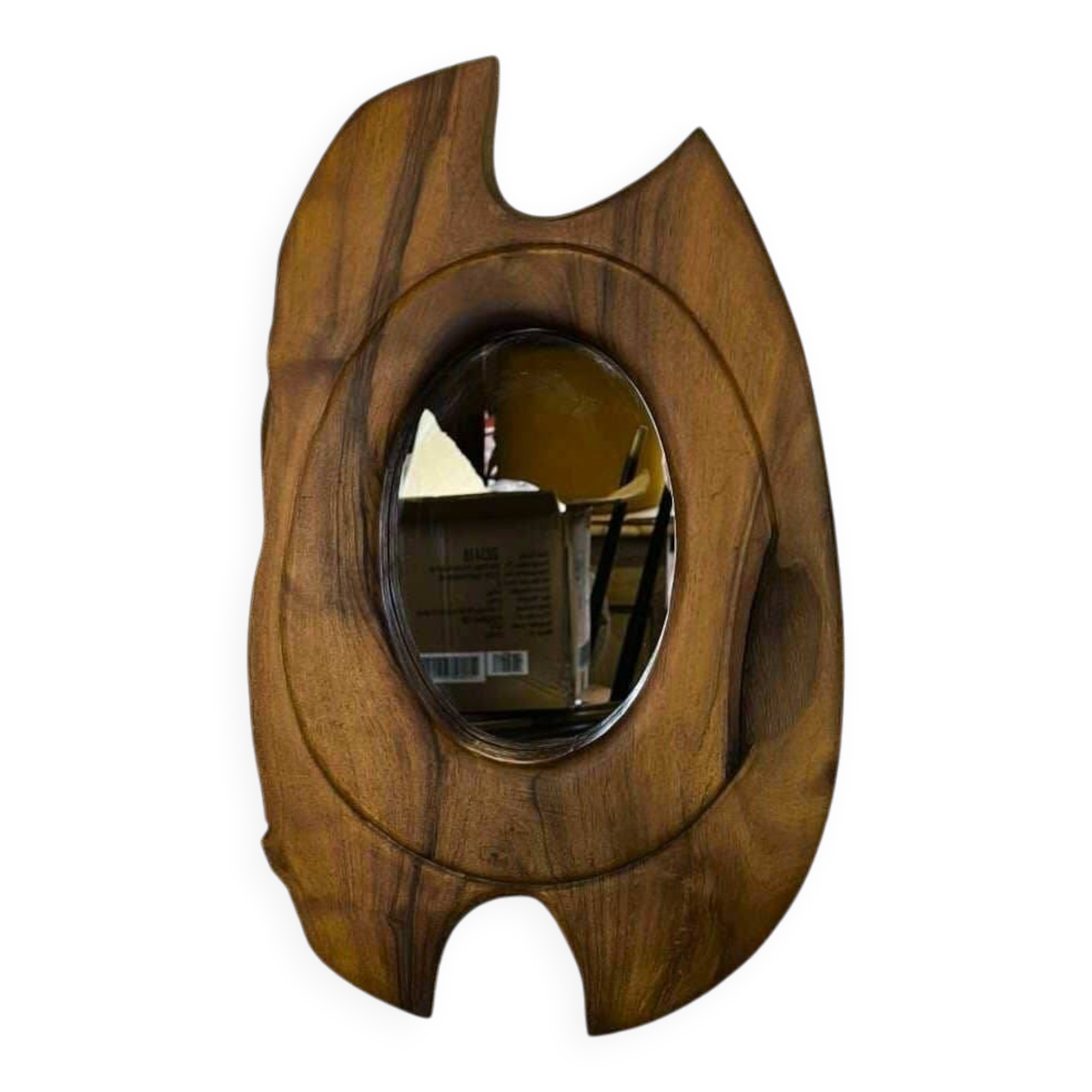 Vintage free-form mirror in solid wood