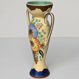 Amphora Vase Ceramic Gouda Holland - Rubens hand painted flower motif - Model 1035