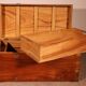 19th-century camphor wood marine chest with double locks and tray in