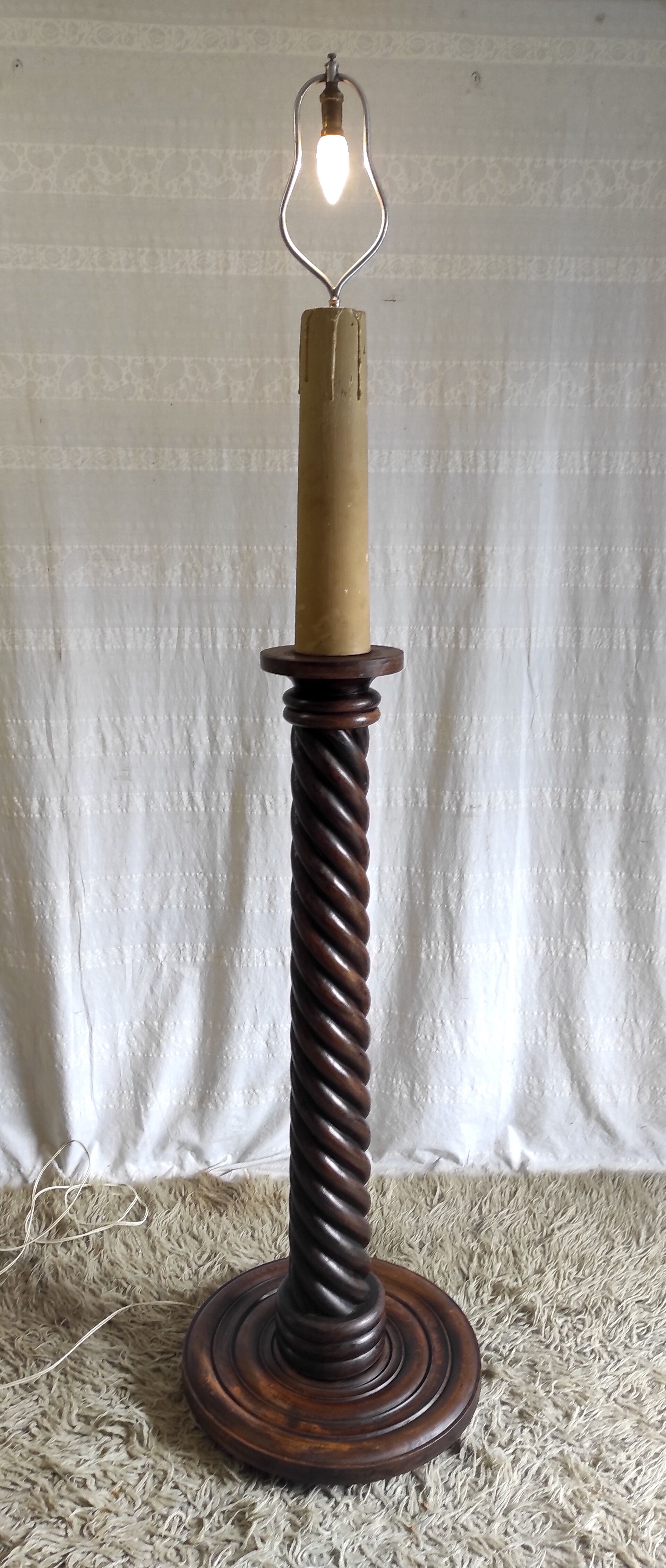 Turned wooden floor lamp – 40s/50s
