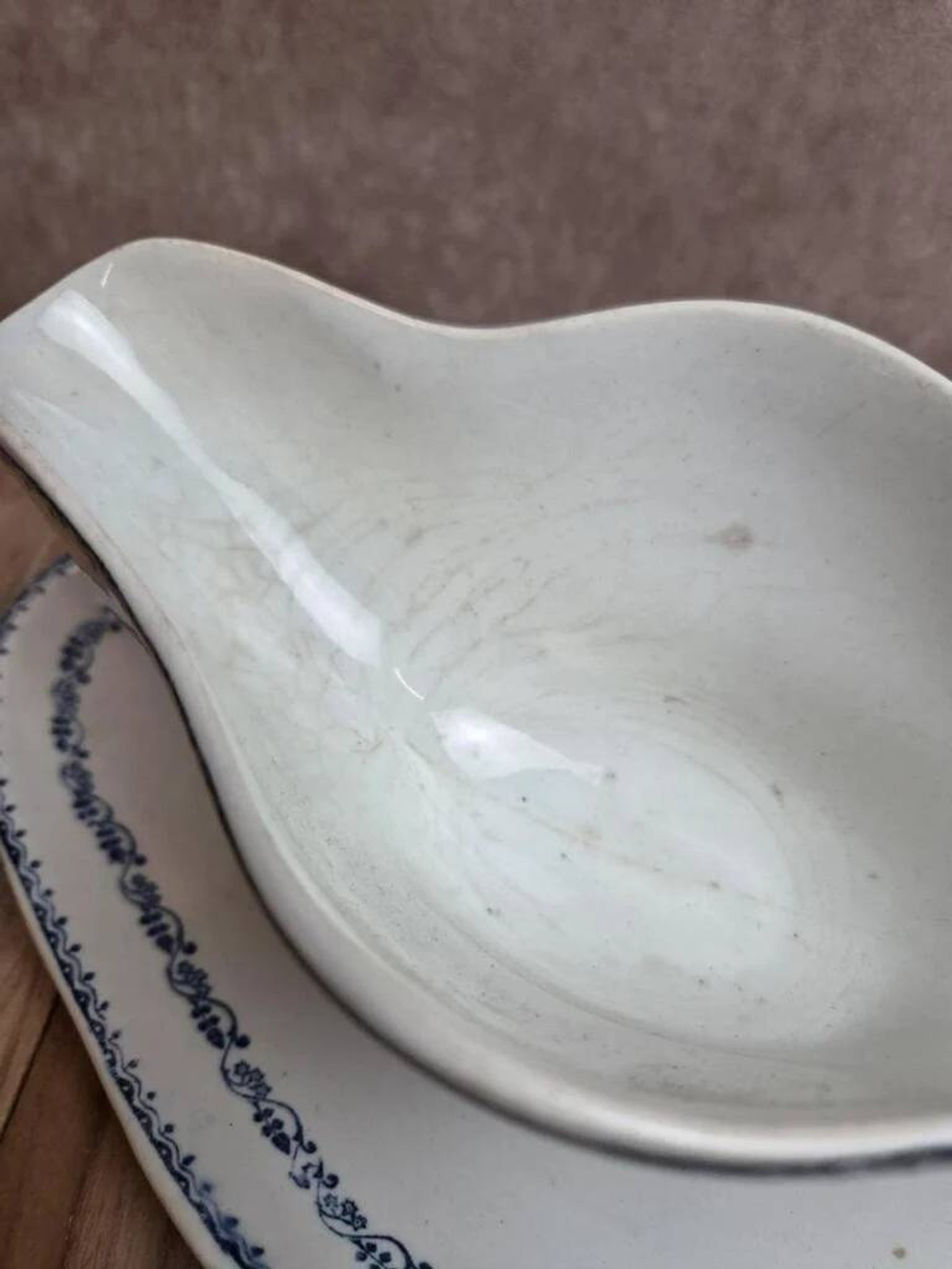 Large antique sauceboat Gien – Ironstone – Dreux model