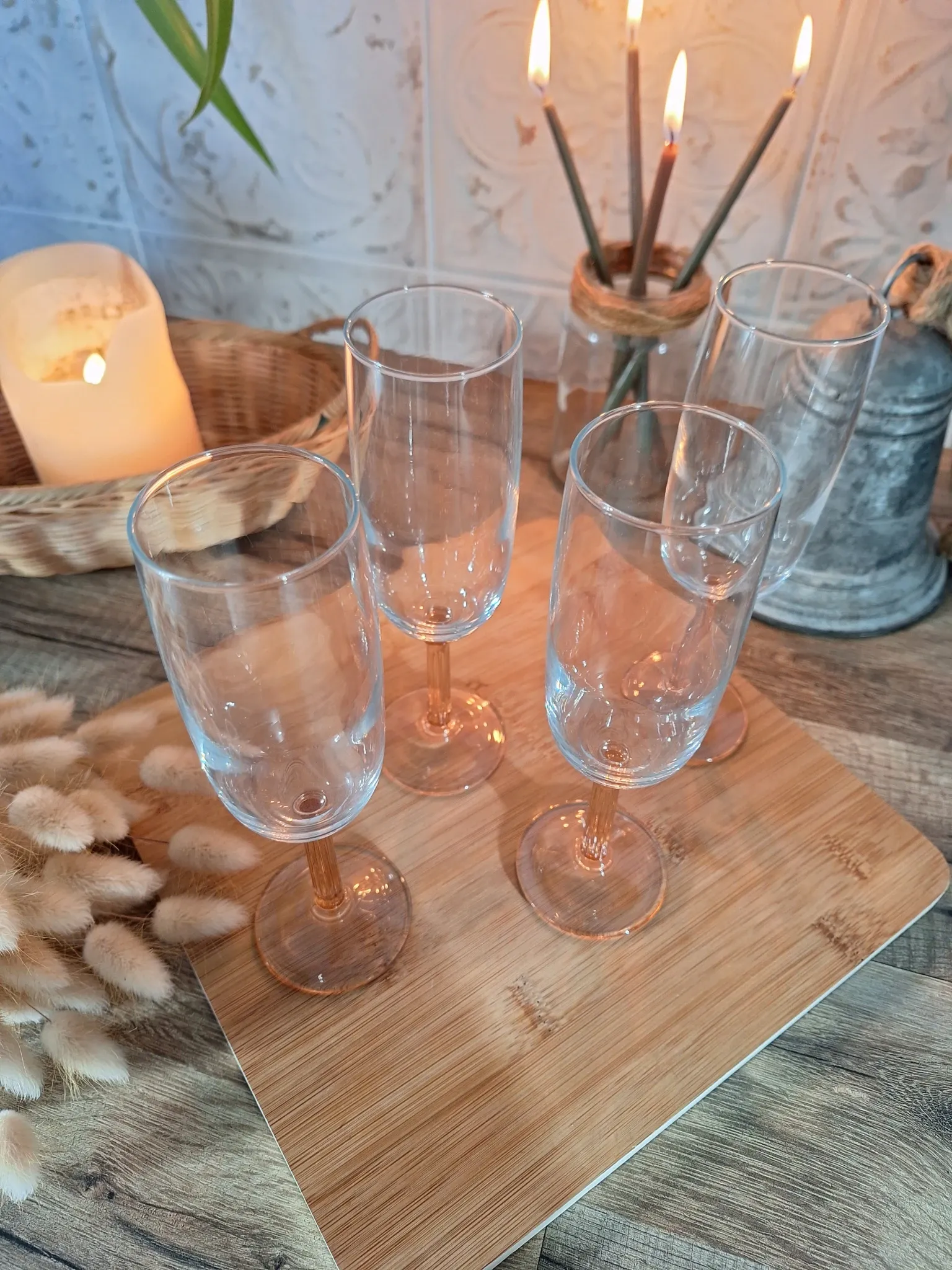 Vintage pink champagne flute Luminarc