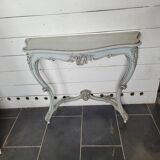 Louis XV style console in gray patinated carved wood