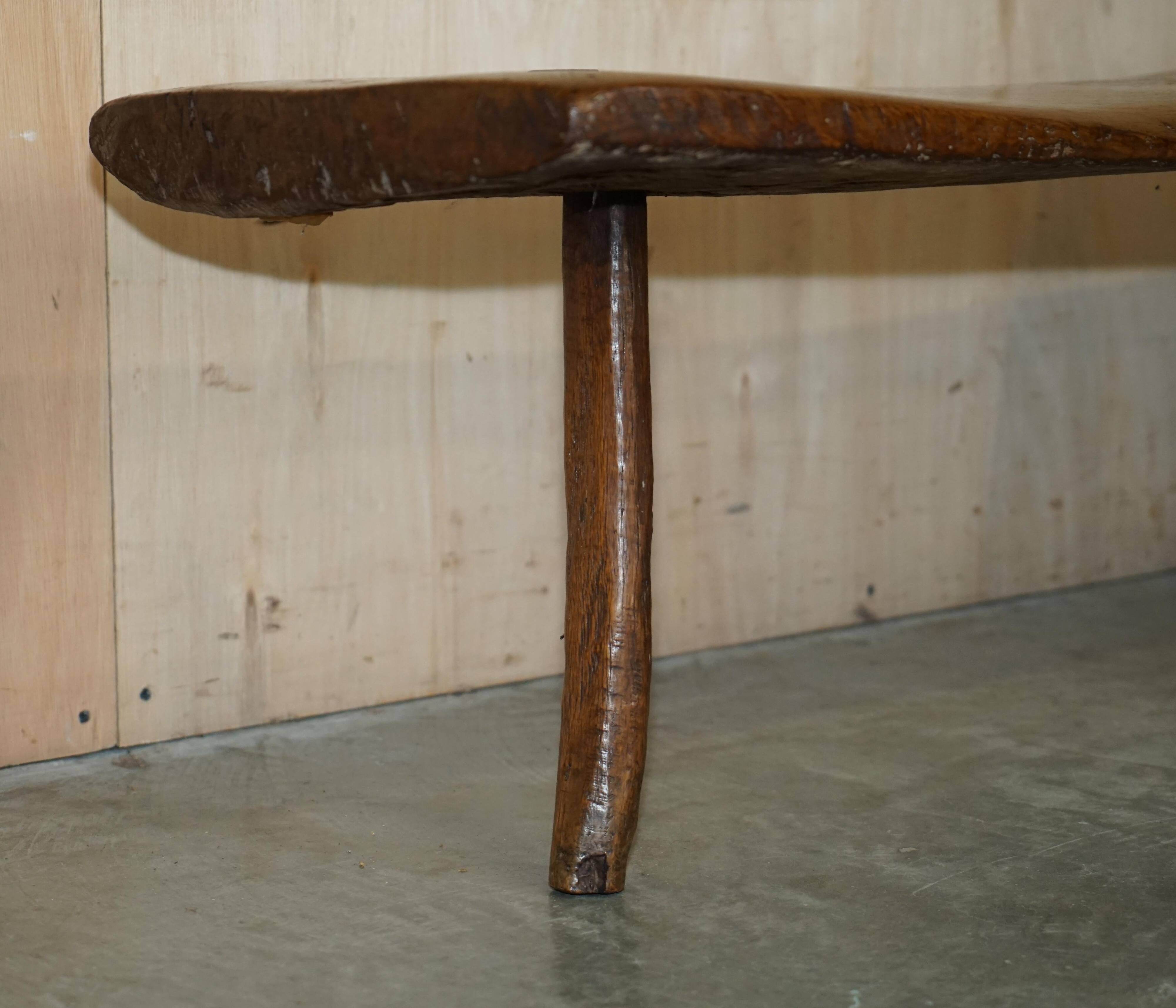Antique Spanish Primitive Bench with Three Legs, 18th Century