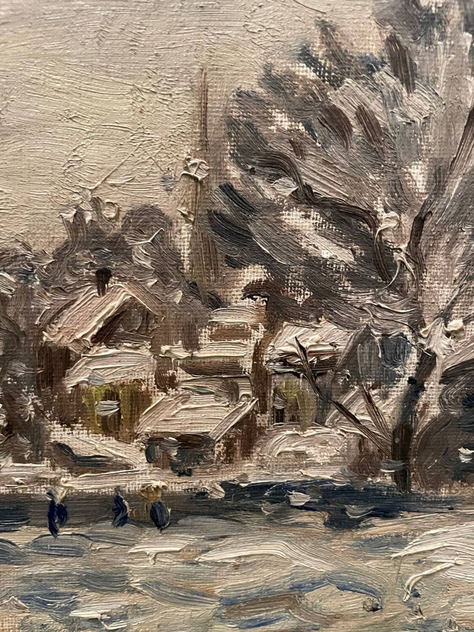 Animated snowy landscape from the early 20th century