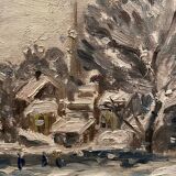 Animated snowy landscape from the early 20th century