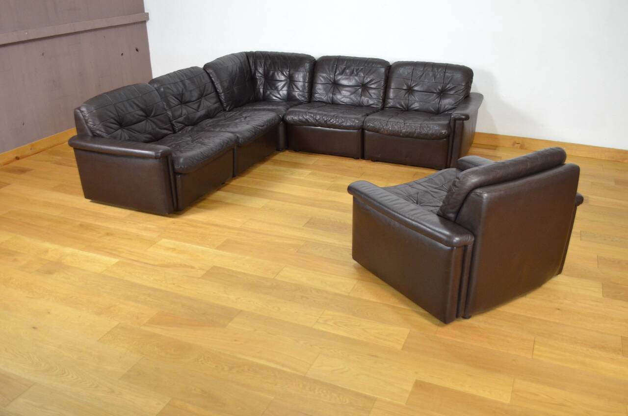 Modular vintage leather lounge from the 1970s/1980s
