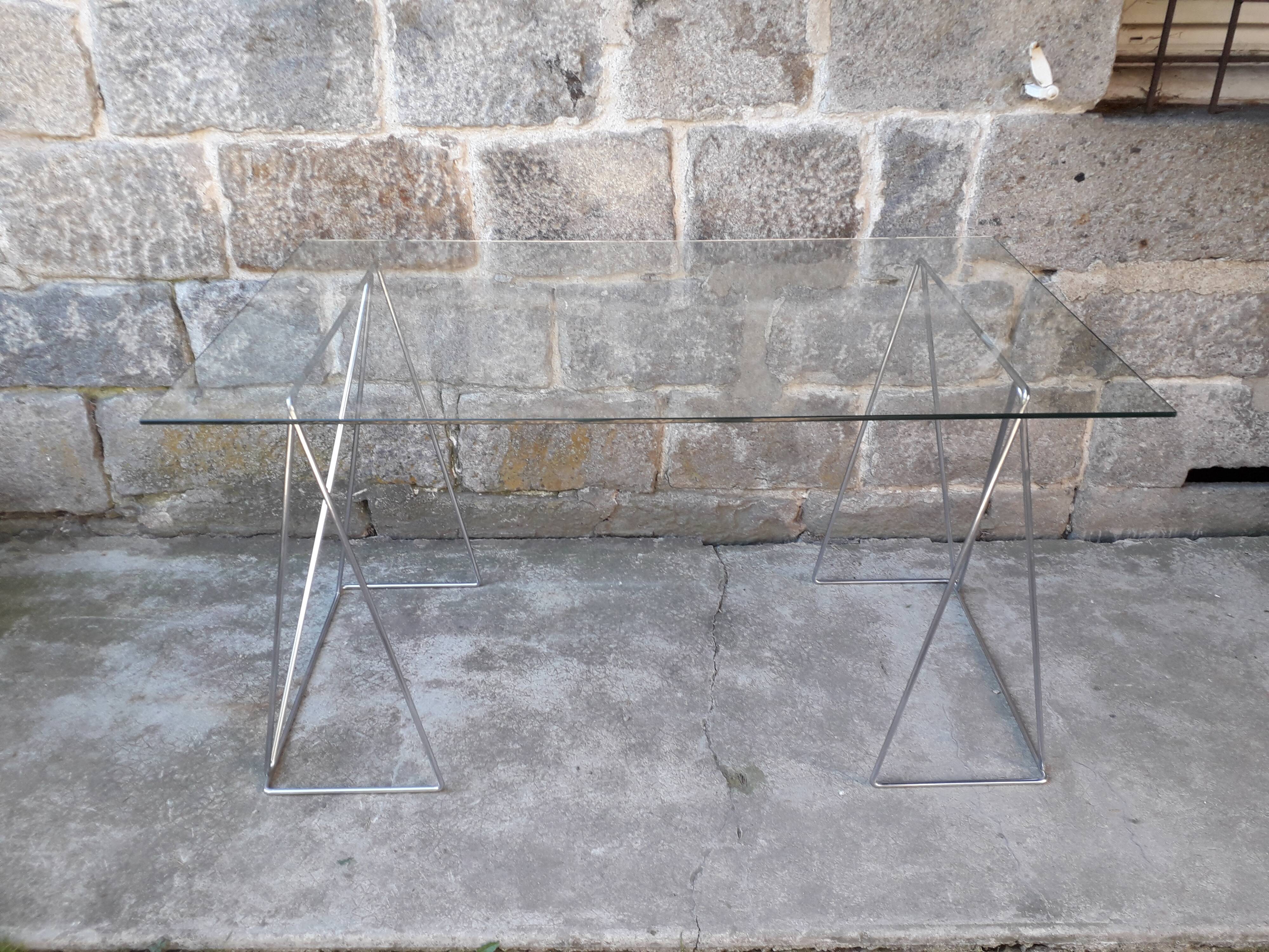 Bureau vintage plateau verre 130 cm