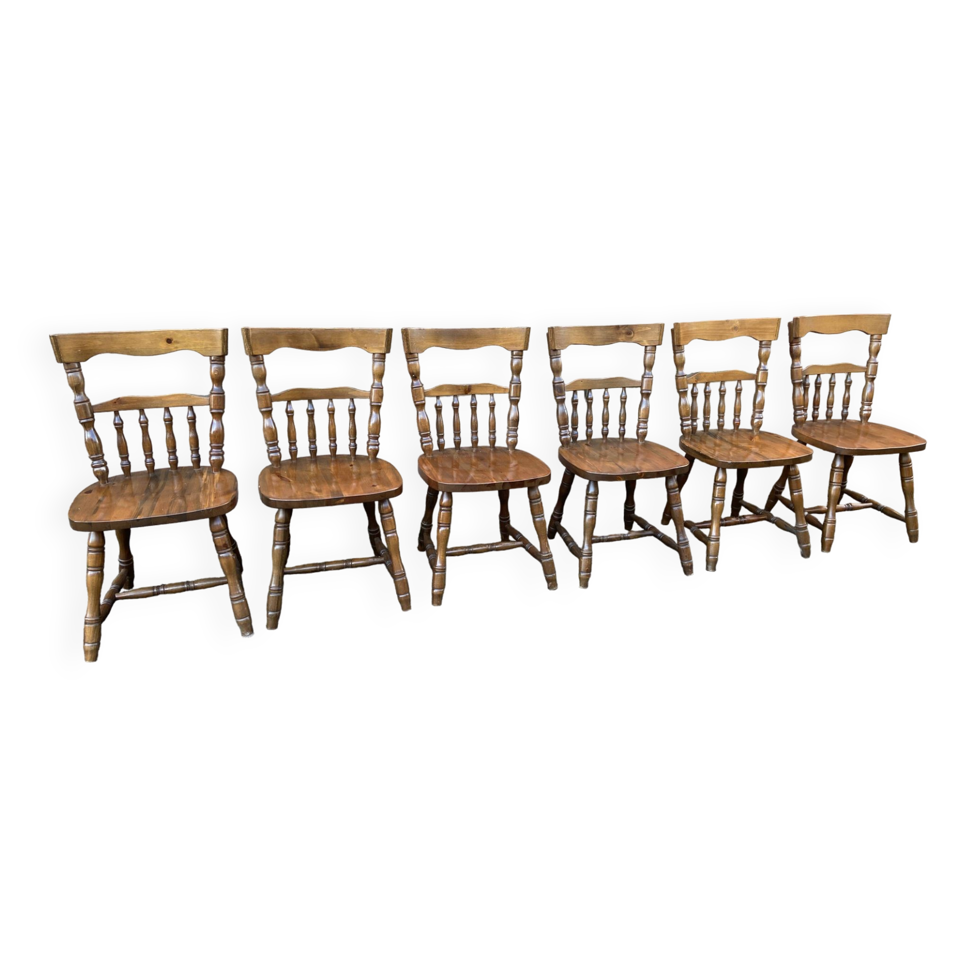 6 Windsor chairs restaurant Western style tavern vintage 1980s