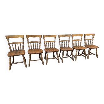 6 Windsor chairs restaurant Western style tavern vintage 1980s