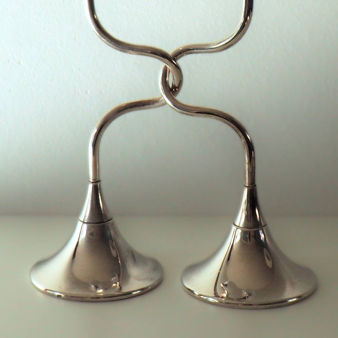 Vintage Pair of Crystal Silver Wedding Anniversary Champagne Flutes