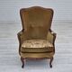 1950s, Danish highback armchair, original upholstery, green velour.