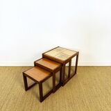 Teak and ceramic nesting coffee table