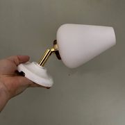 Vintage tulip wall light in white opaline