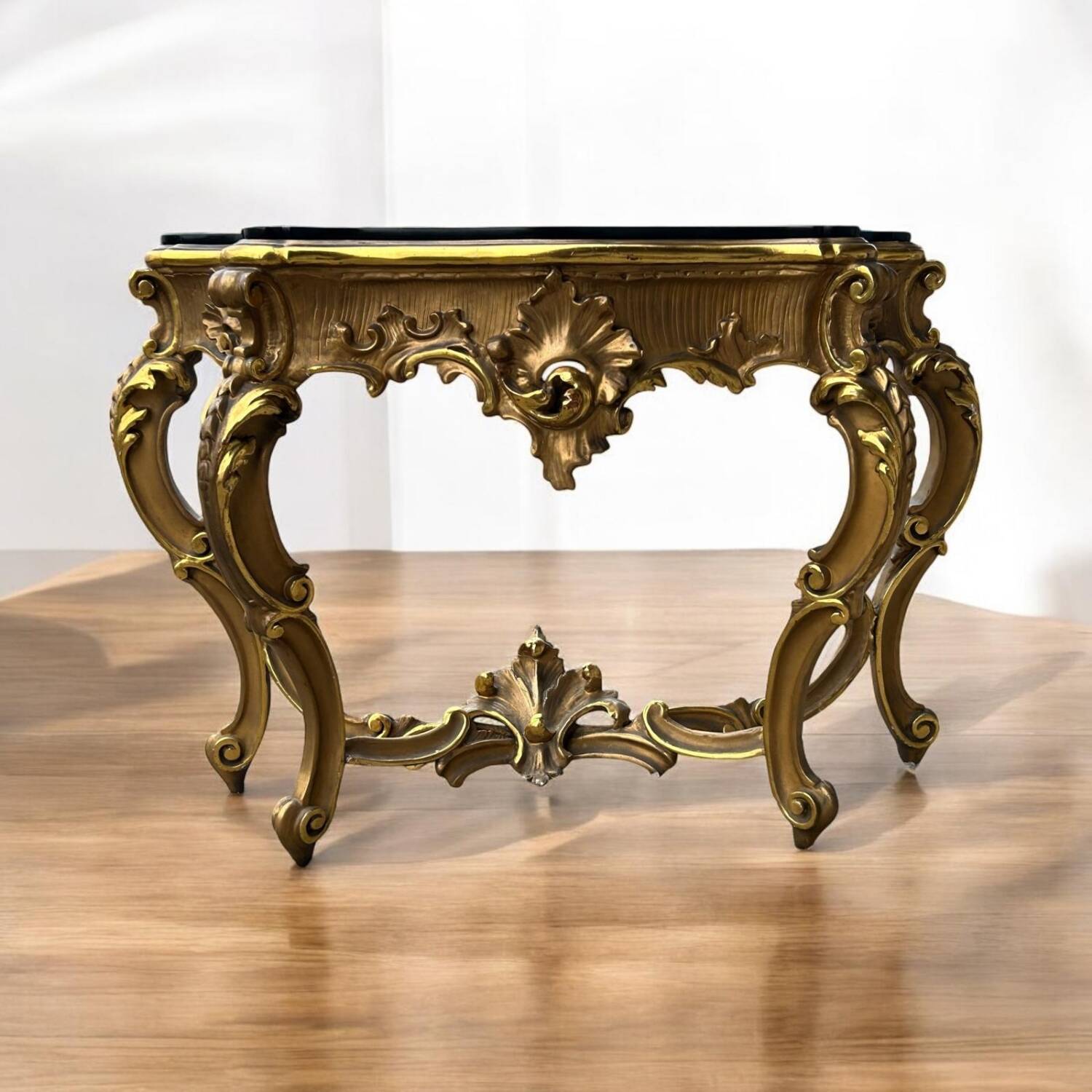 Large italian console in gilded wood in louis xv style, late 19th century, l 158 cm
