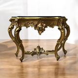Large italian console in gilded wood in louis xv style, late 19th century, l 158 cm