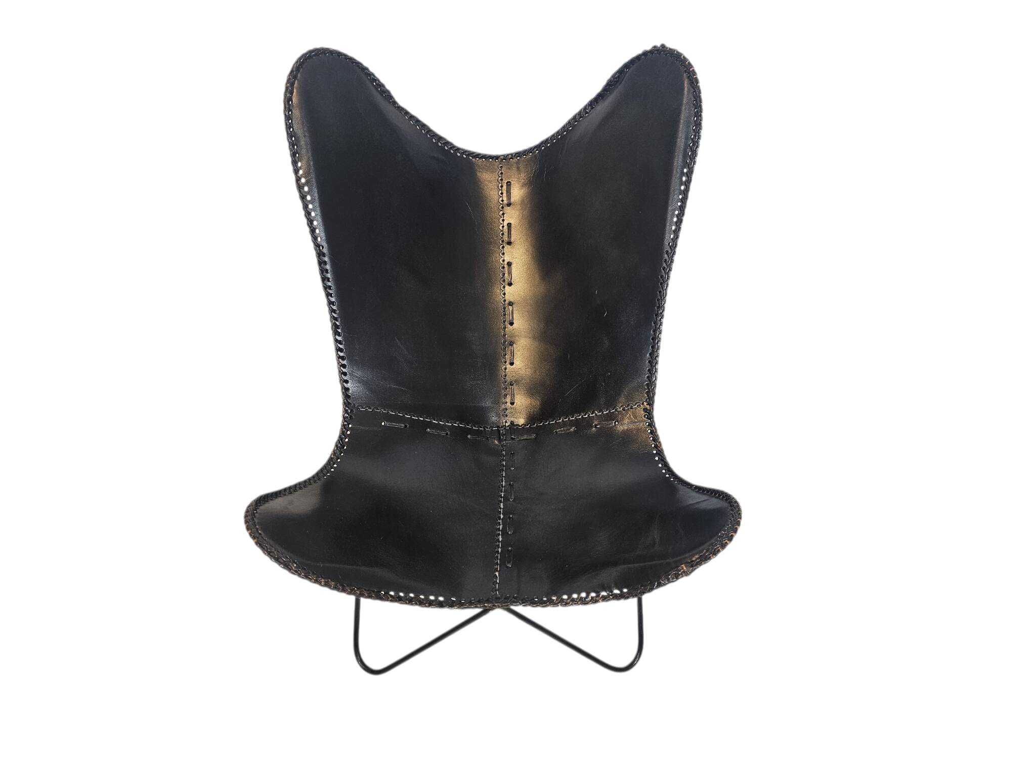 Lounge chair - Butterfly chair - leather - metal - 1990s