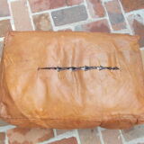 Moroccan vintage leather pouf