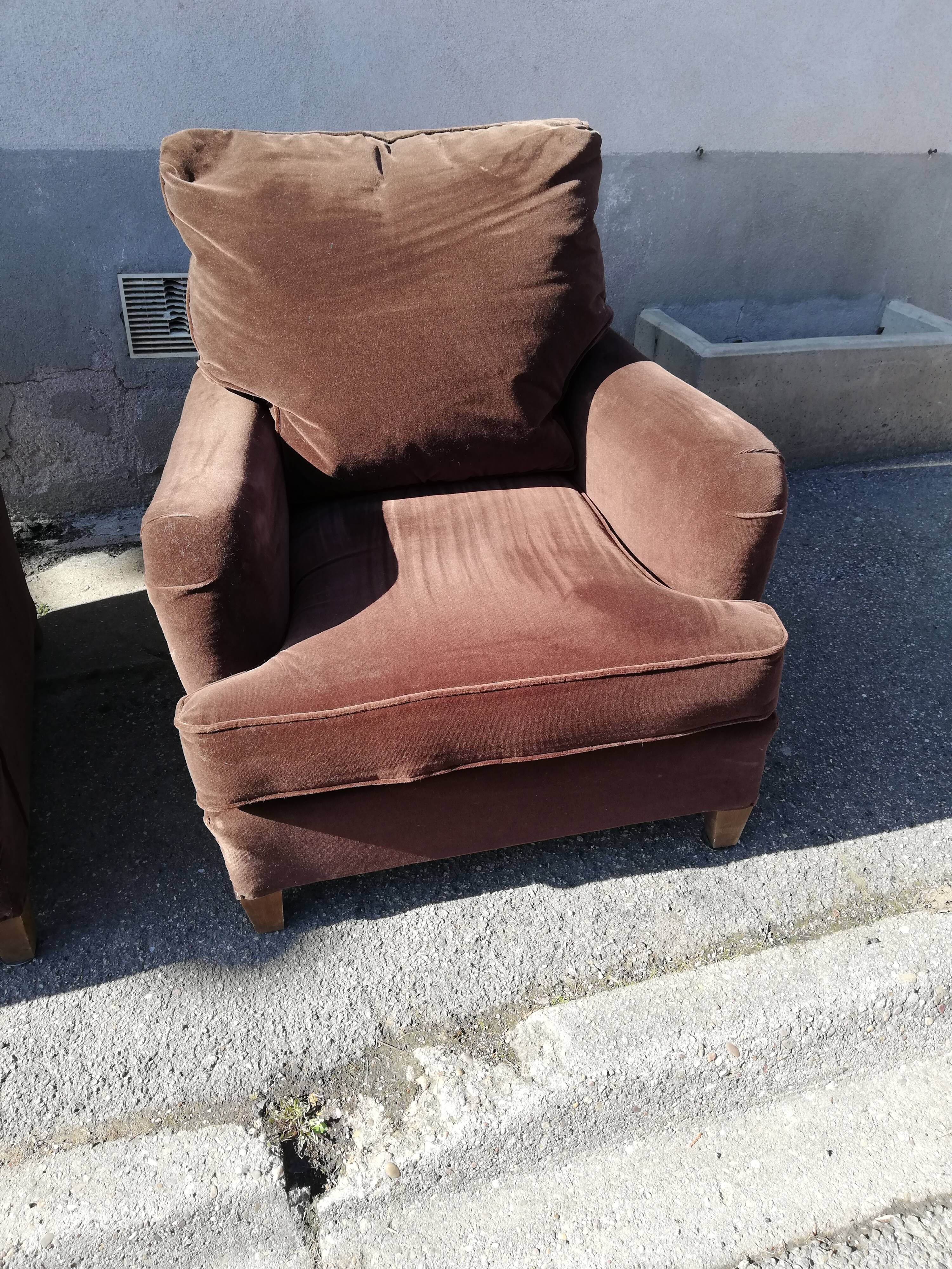 Pair of armchairs year 50 chocolate velvet