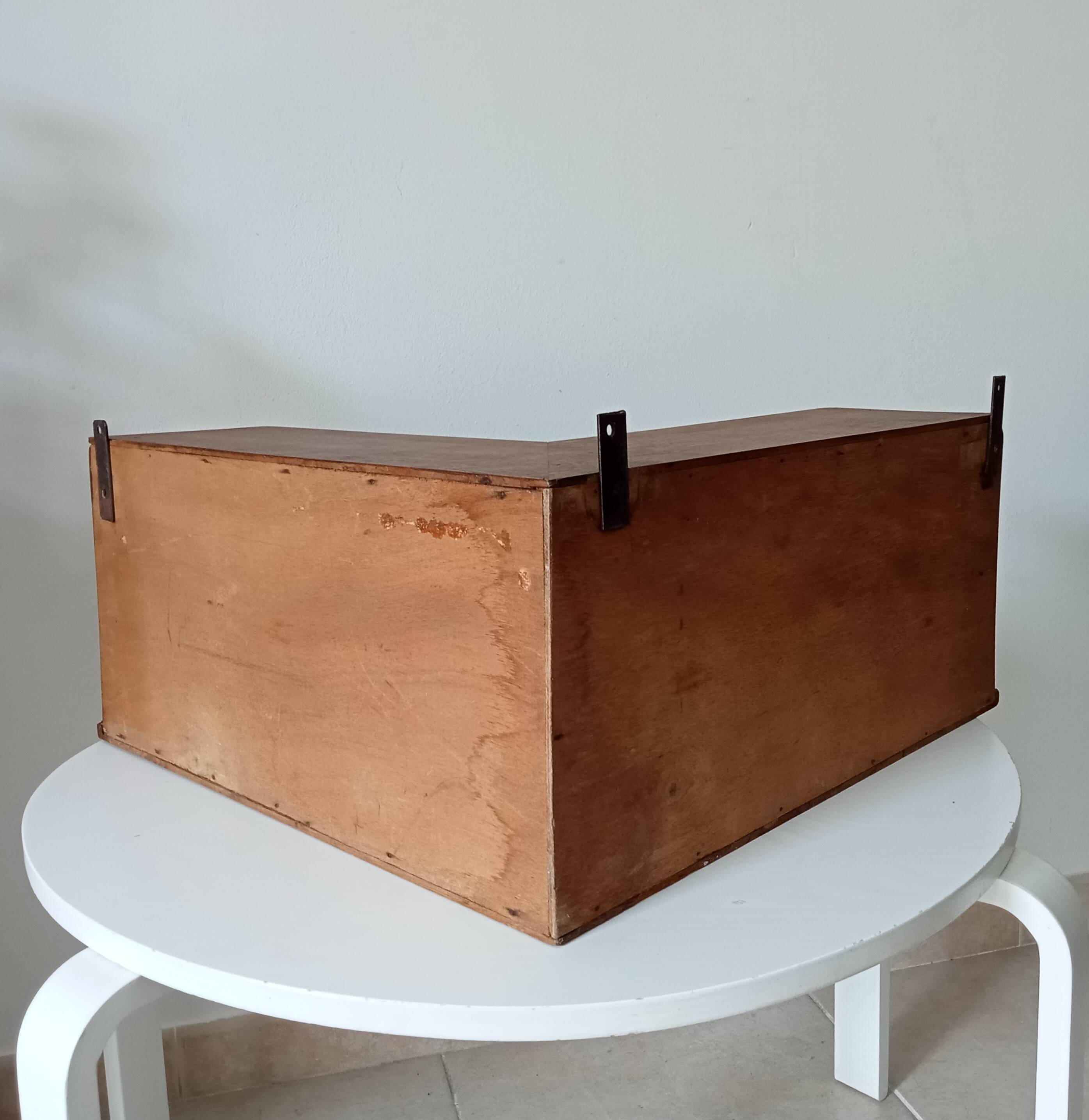 Vintage oak corner wall shelf