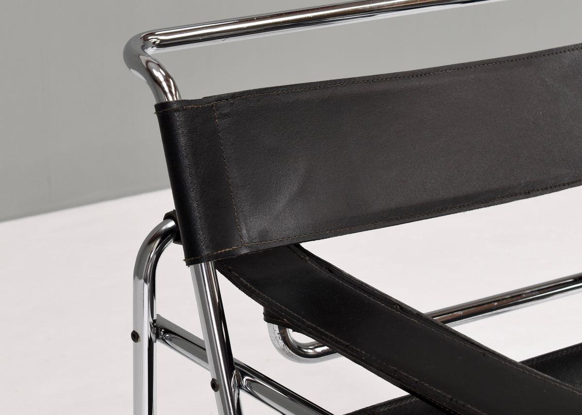 Wassily chair by Marcel Breuer in black leather 1970