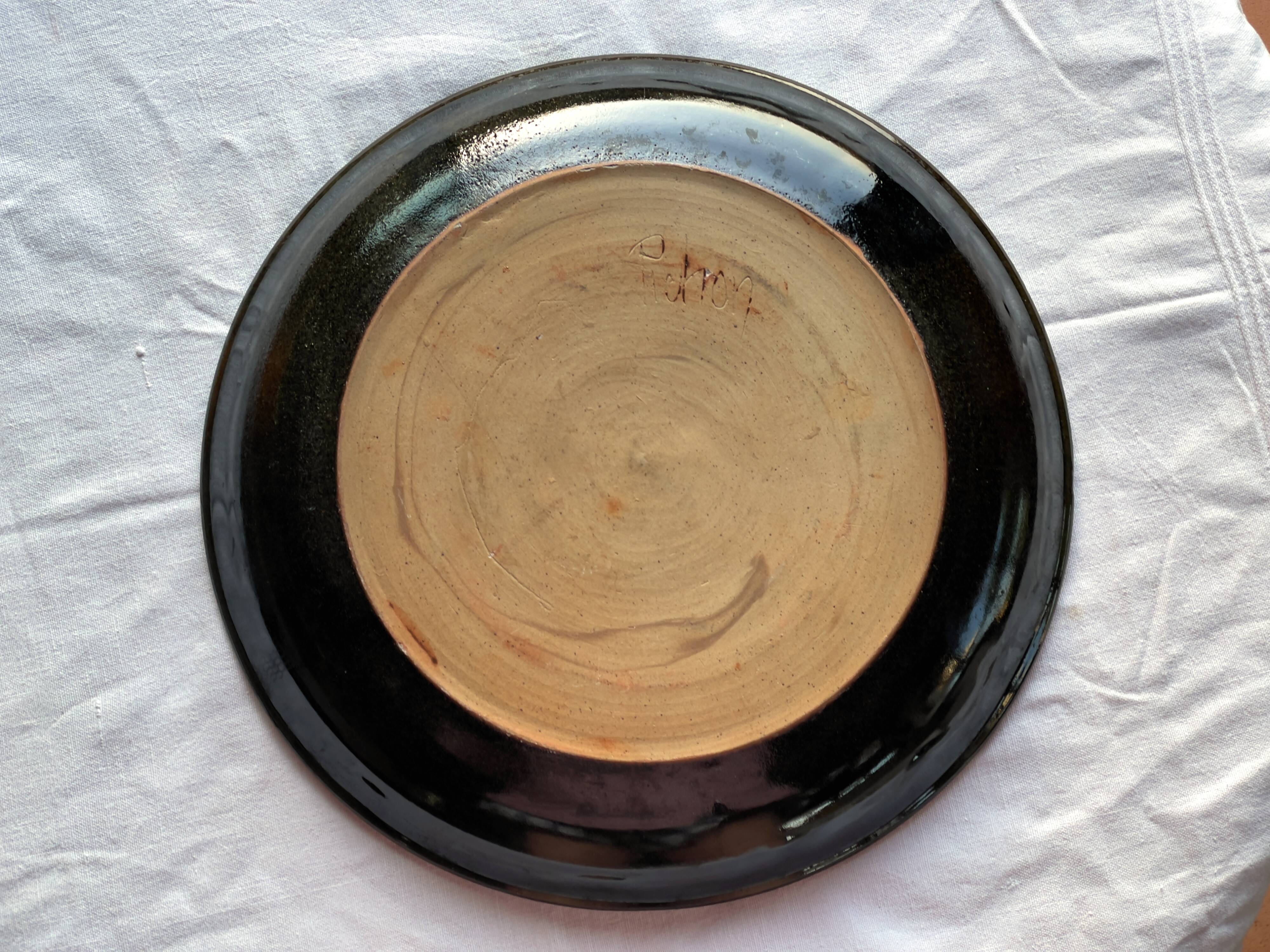 Large Pichon stoneware dish 1960