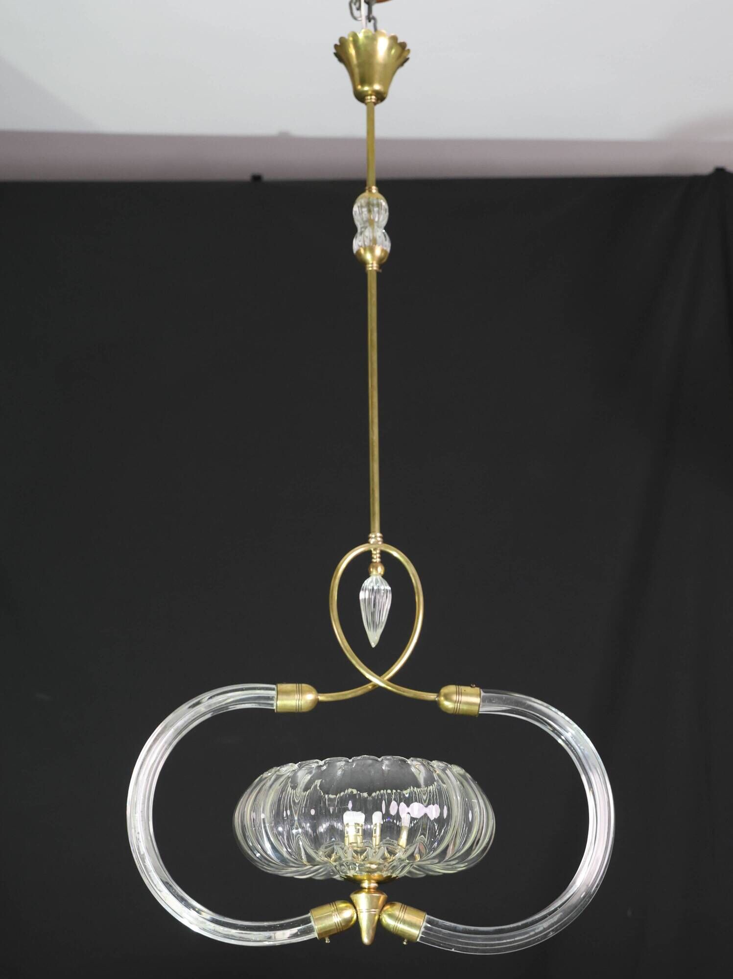 Amazing Art Decò Clear Murano Glass Chandelier by Seguso, 1940s