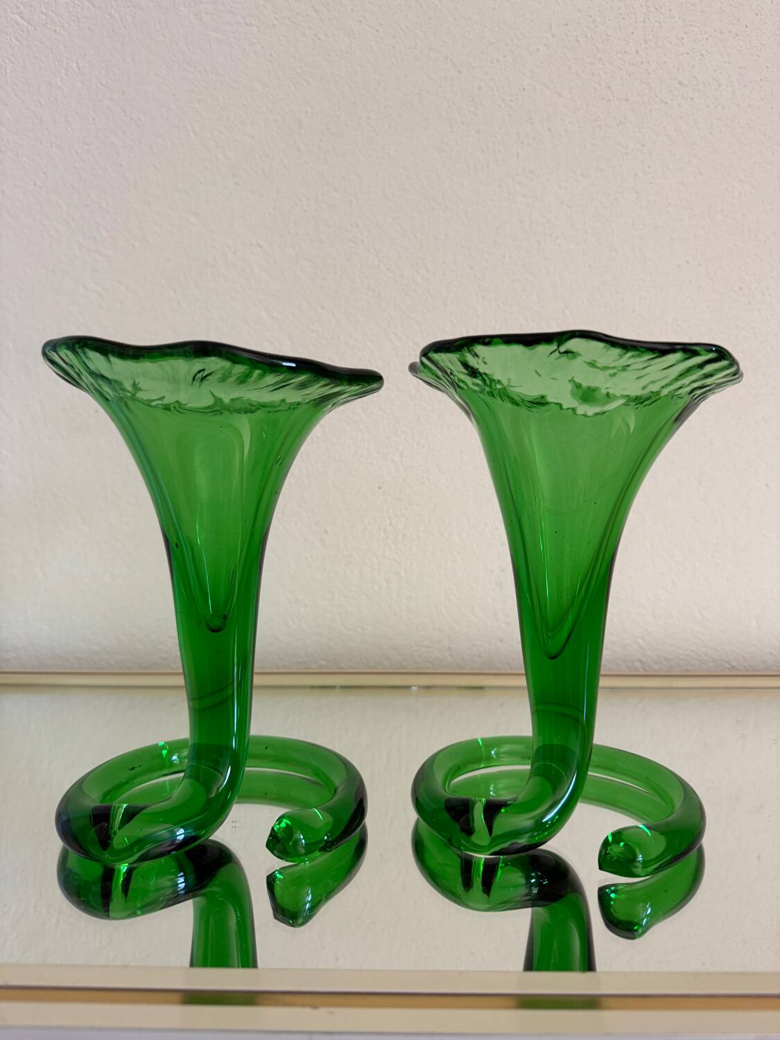 Blown glass cone vases from the 60s