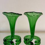 Blown glass cone vases from the 60s