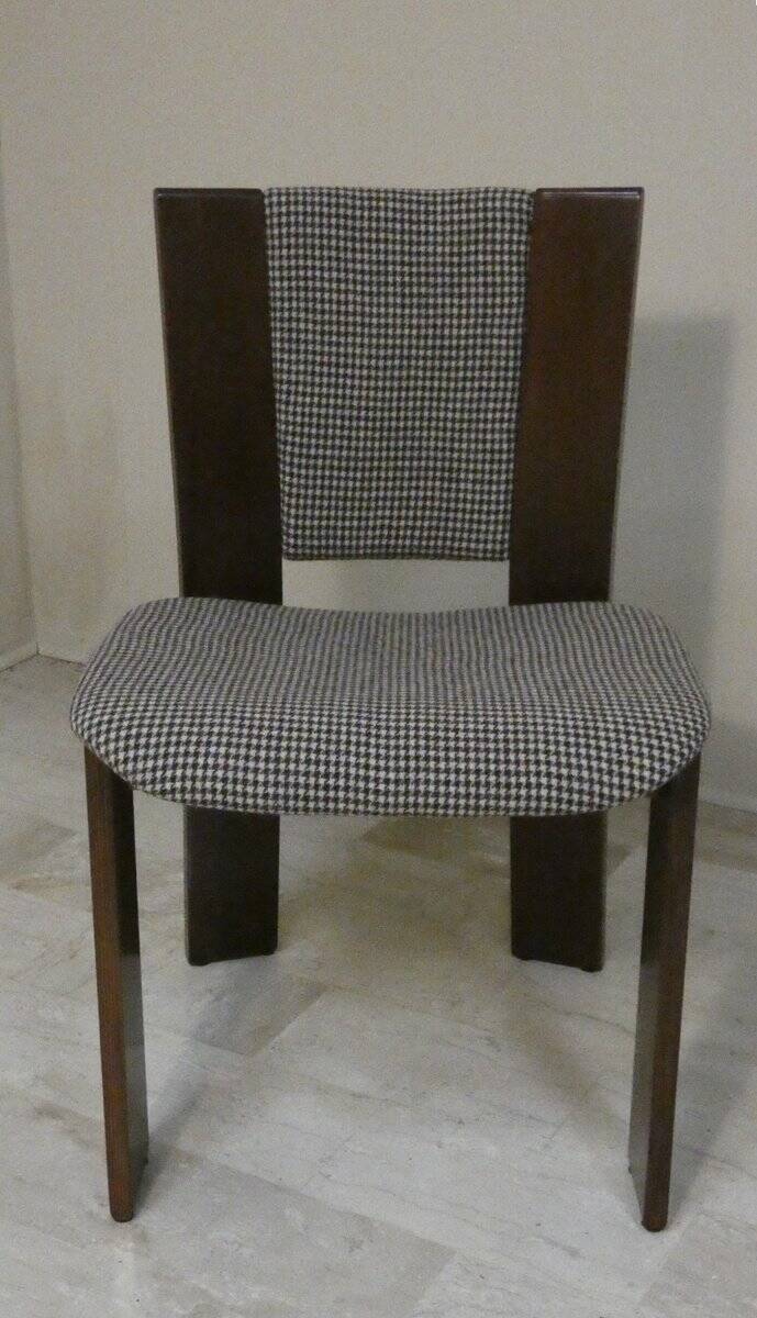 Wood and tweed chairs by Acerbis International, Italy, 1980s, set of 4.