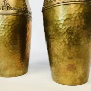 Art Nouveau Wrought & Hammered Brass Vases from WMF Germany 1920s, Set of 2