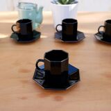 Set of 6 cups and under black vintage cups