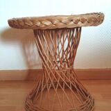 End of woven wicker sofa design 70s
