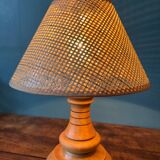 Table lamp with solid wood base, manual work