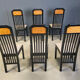 Chaises de salle à manger vintage en bois de noyer et laque, années 1980