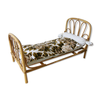 Rattan doll bed