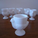 6 vintage white egg-cups