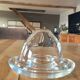 2 egg cups with matching glass cloches in transparent glass