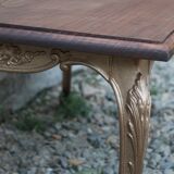 Table basse ancienne dorée et bois