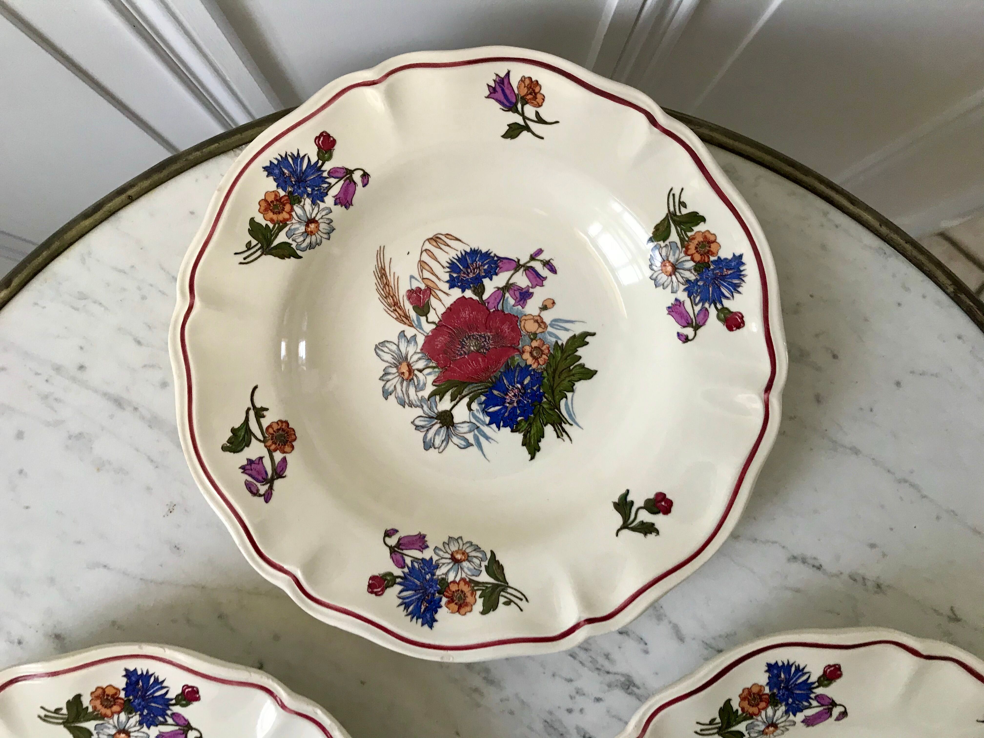 trio of hollow plates Sarreguemines model Agreste 60s