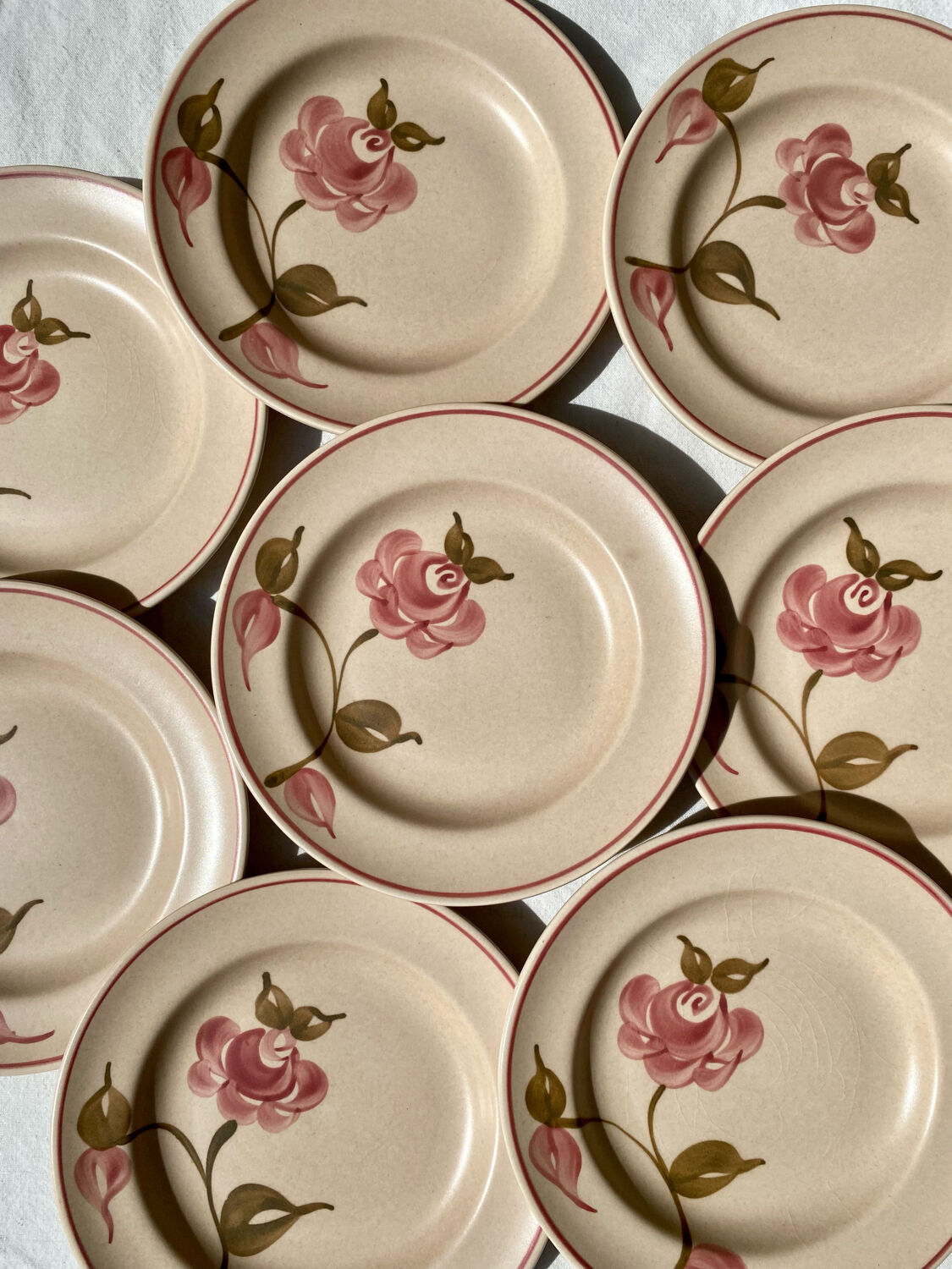 Pink Gien dessert plates