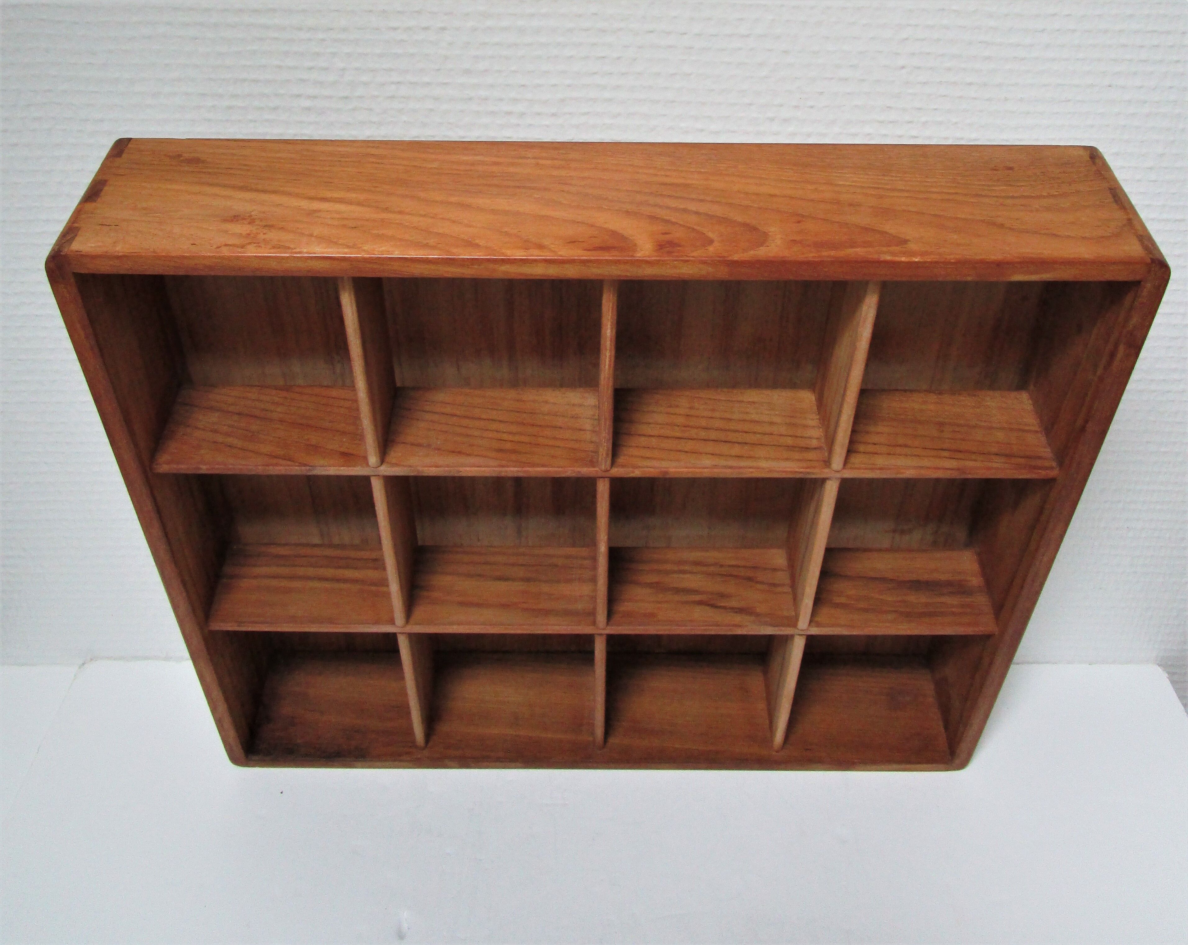 Vintage solid beech wood wall shelf