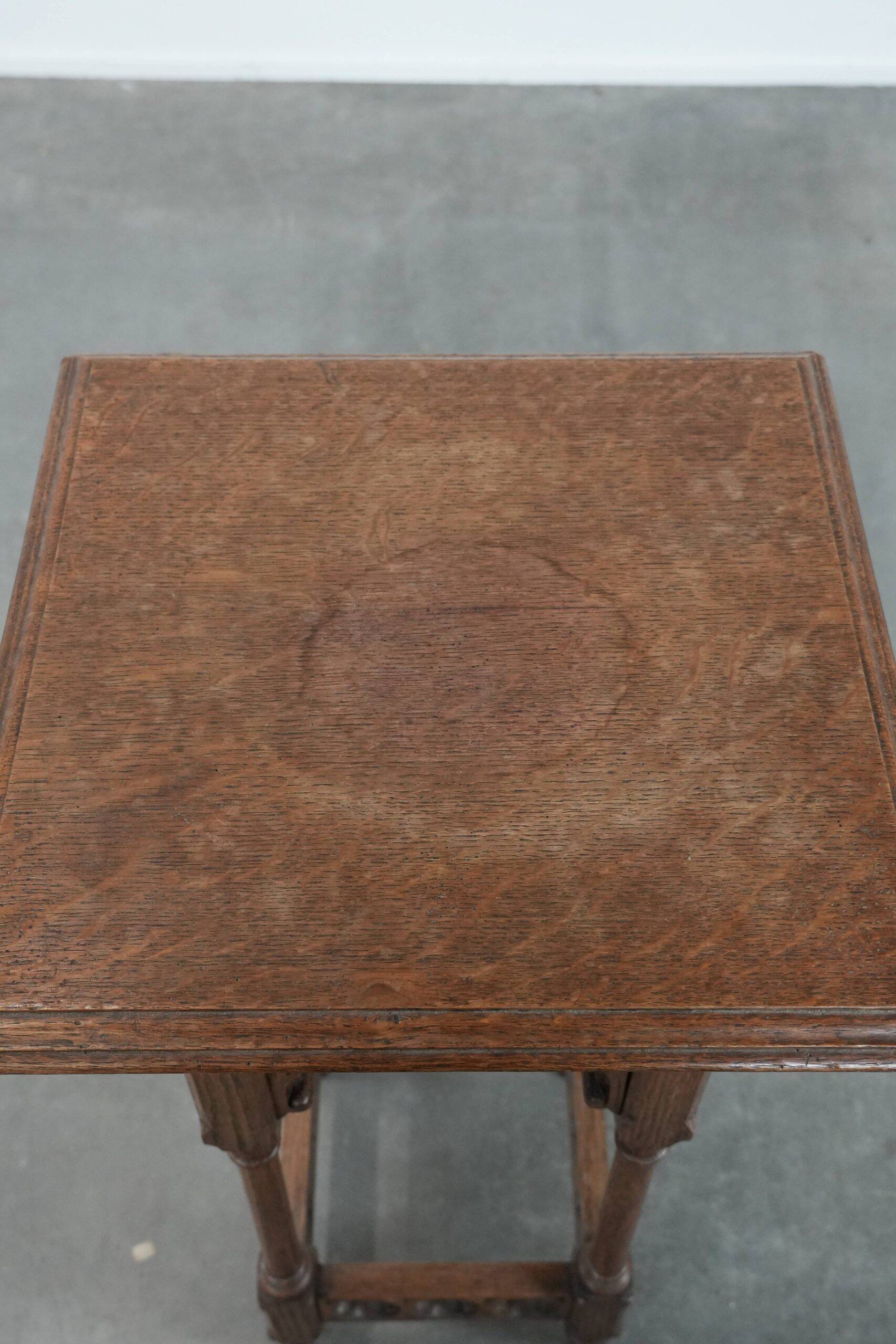 Elegant antique oak side table in Gothic style from the mid-19th century