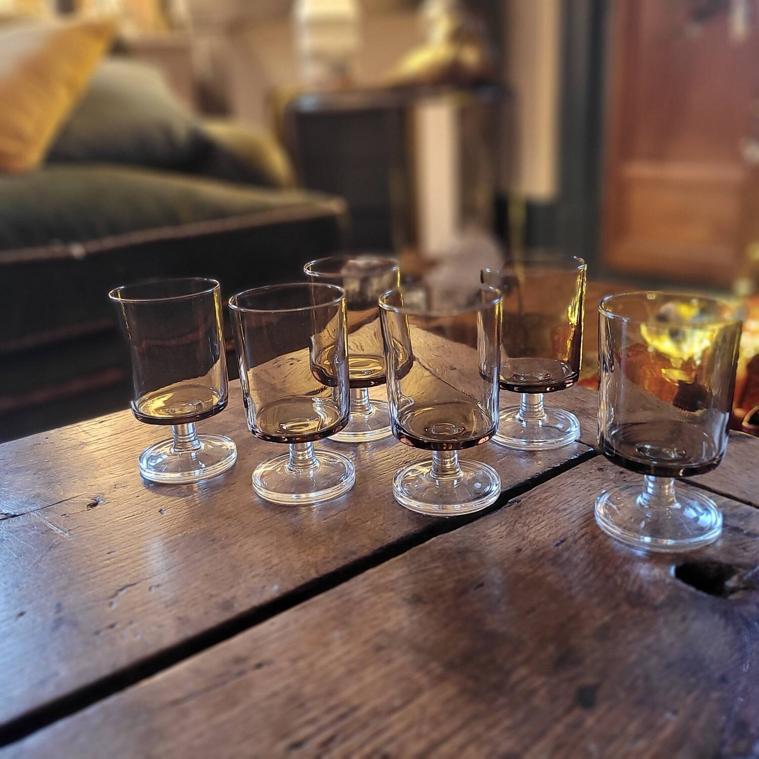 Smoked stemmed glasses – 1970s