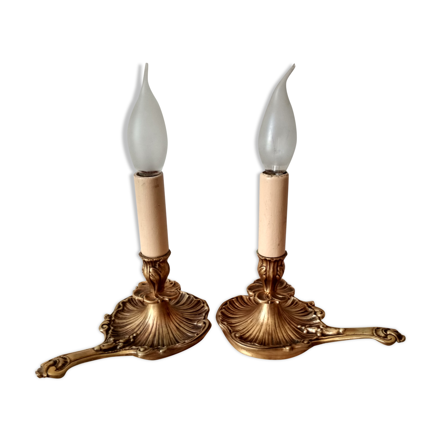 Pair of bronze bedside lamps