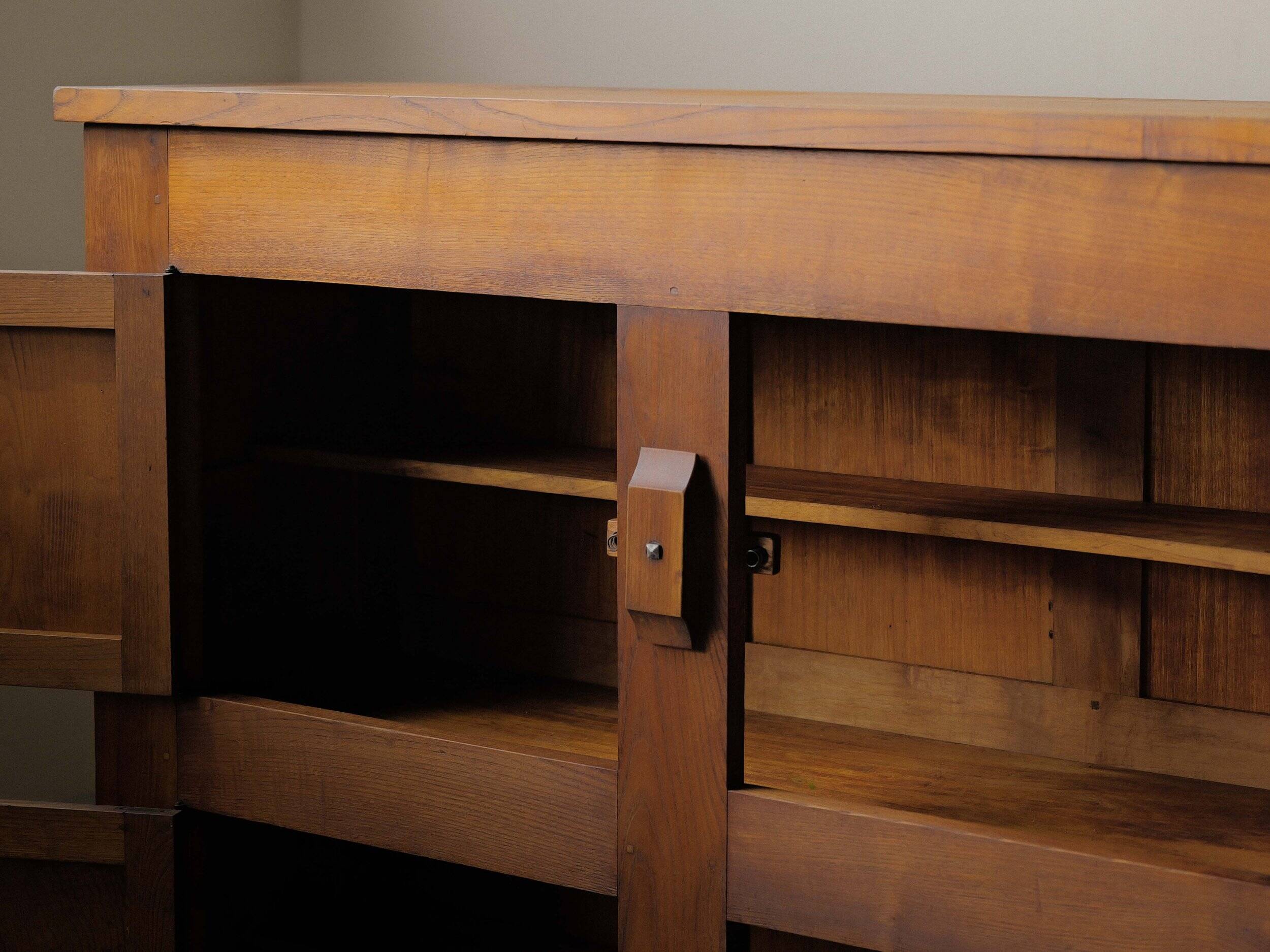 Four-door solid oak sideboard – France, 1960s
