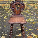 19th-century Renaissance carved oak desk with chair